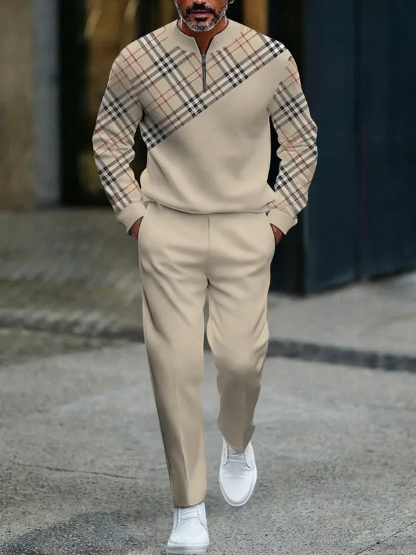 Zipper Long Sleeve Long Pants Two-Piece Set