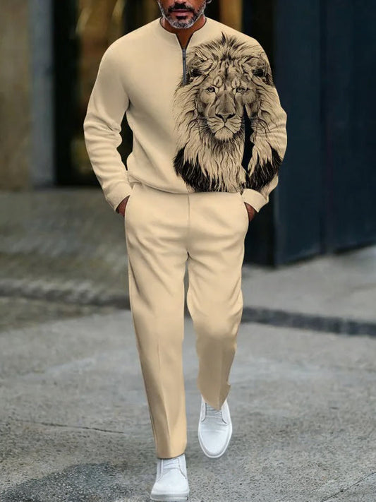 Zipper Long Sleeve Long Pants Two-Piece Set