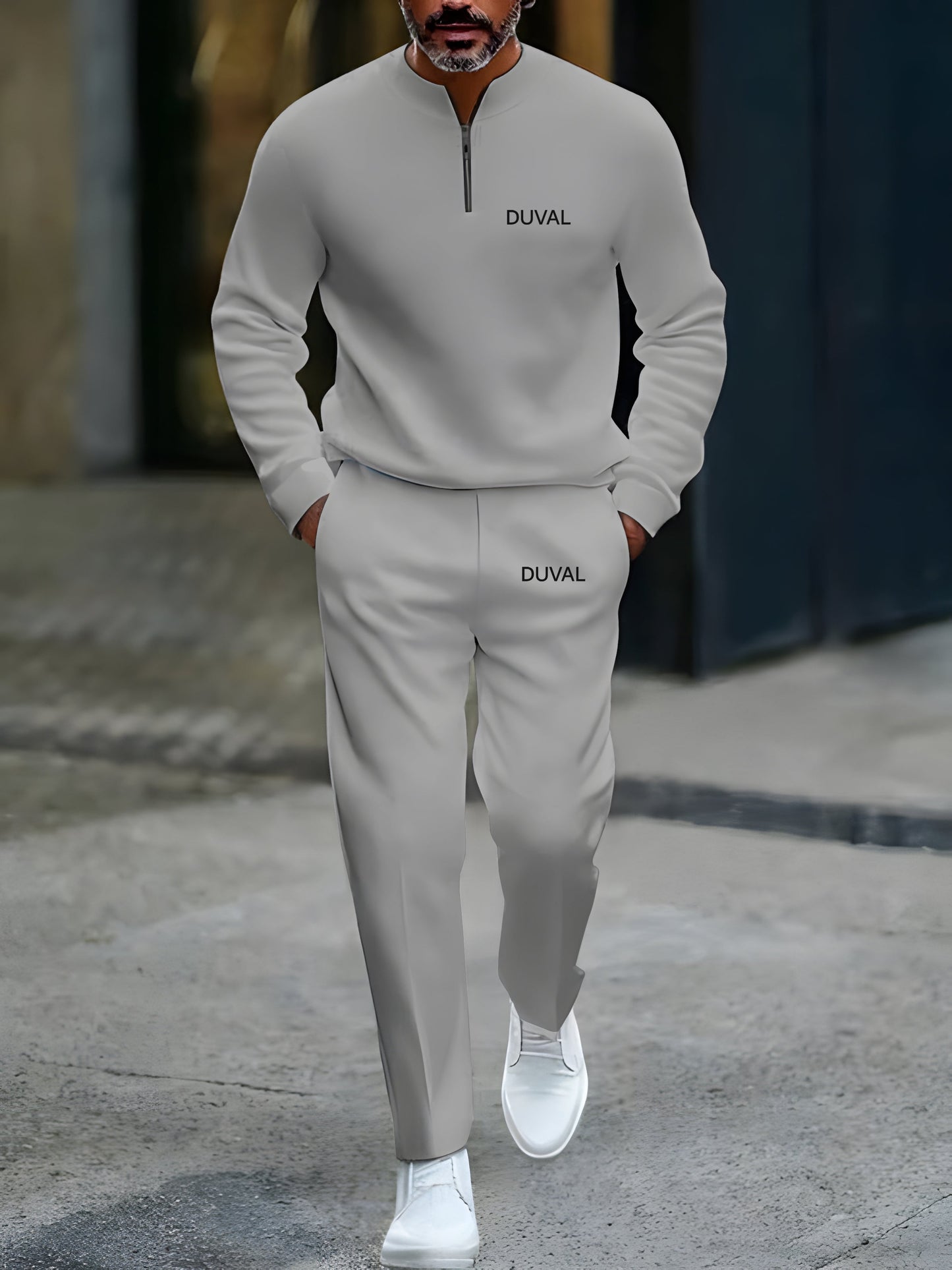 Zipper Long Sleeve Long Pants Two-Piece Set