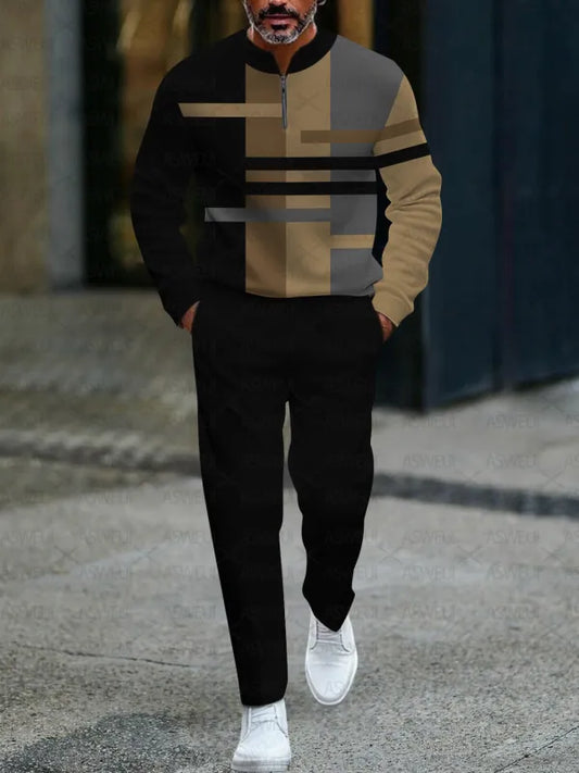 Long Sleeve Zipper Two-piece Set