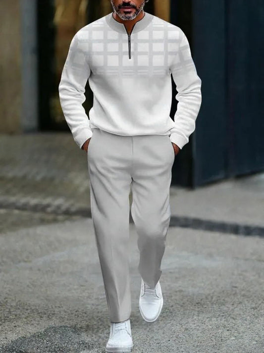 Zipper Long Sleeve Long Pants Two-Piece Set