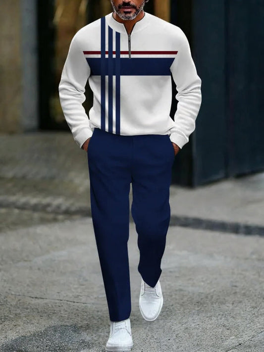 Zipper Long Sleeve Long Pants Two-Piece Set