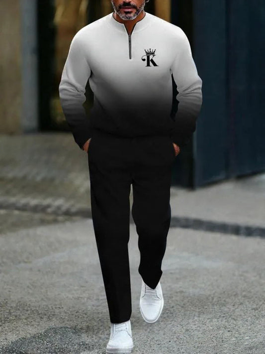 Zipper Long Sleeve Long Pants Two-Piece Set